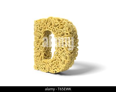 Et nouilles en forme de lettre d spaghetti bouclés. pour la cuisson. 3d illustration Banque D'Images