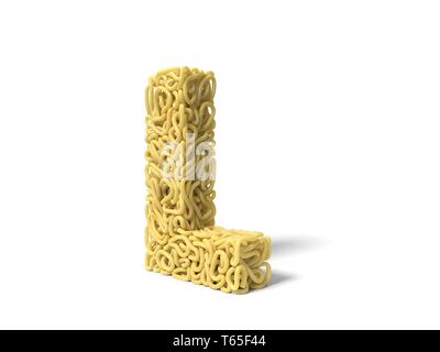 Et nouilles en forme de lettre. L pour la cuisson des spaghettis bouclés. 3d illustration Banque D'Images