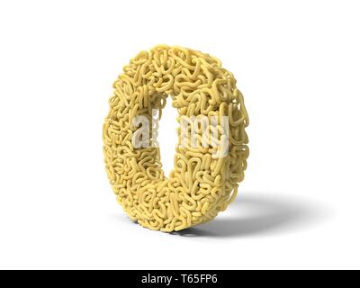 Et nouilles en forme de lettre. O pour la cuisson des spaghettis bouclés. 3d illustration Banque D'Images