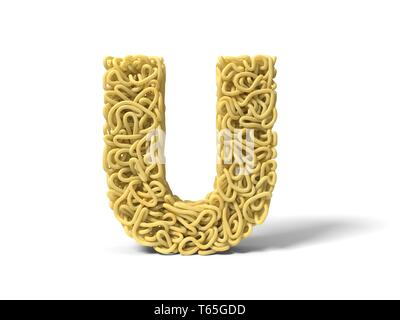 Et nouilles en forme de lettre U spaghetti bouclés. pour la cuisson. 3d illustration Banque D'Images