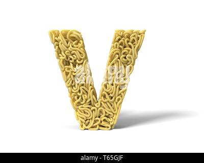 Et nouilles en forme de lettre V spaghetti bouclés. pour la cuisson. 3d illustration Banque D'Images