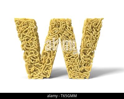Et nouilles en forme de lettre W. pour la cuisson des spaghettis bouclés. 3d illustration Banque D'Images