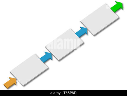 Modèle d'infographies - trois étapes de montage avec des flèches Banque D'Images
