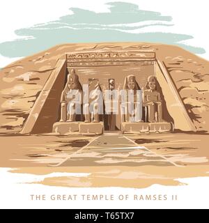 Le Grand Temple à Abou Simbel, Egypte Illustration de Vecteur