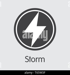 Tempête - Tempête. Le Logo de Momey virtuel ou emblème du marché. Illustration de Vecteur