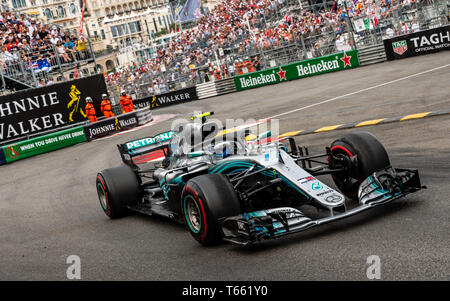 Monte Carlo / Monaco - 05/27/2018 - # 77 Valtteri Bottas (FIN) dans sa Mercedes W09 au cours de la Monaco GP Banque D'Images