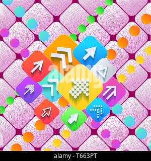 La figure abstraite faite de rectangles arrondis et des flèches. Logo de la technologie conceptuelle. Déménagement, la communication et la croissance thème Illustration de Vecteur