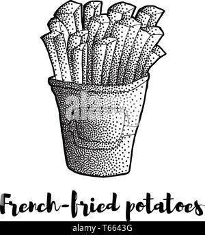 Illustration de pommes de terre frites à la main. Illustration de Vecteur