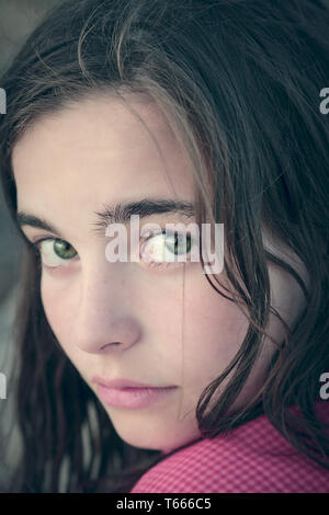 Vintage portrait d'un adolescent girl Banque D'Images