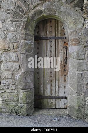 Un chêne médiéval porte à la Cathédrale de St David's, Pembrokeshire, Pays de Galles de l'Ouest Banque D'Images