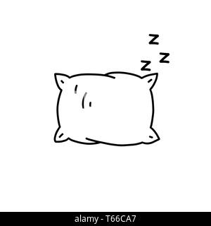 L'icône de la ligne du vecteur avec oreiller silhouette. Symbole des sommeil. Vector Illustration. Illustration de Vecteur