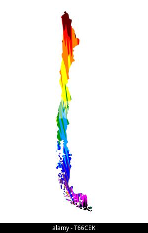 Chili - carte est conçu rainbow abstract colorful pattern, République du Chili carte de color explosion, Illustration de Vecteur