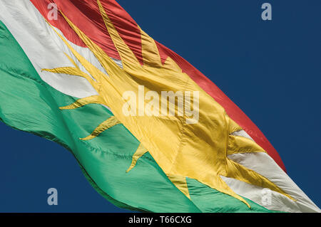 Un symbole du drapeau Kurde Kurdes pour le désir d'indépendance, le Kurdistan irakien Banque D'Images