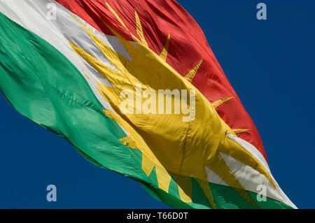 Un symbole du drapeau Kurde Kurdes pour le désir d'indépendance, le Kurdistan irakien Banque D'Images