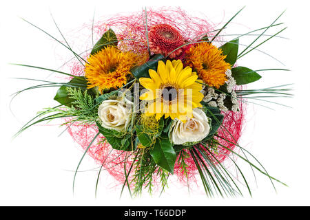 Bouquet floral coloré de Roses et tournesols est Banque D'Images