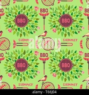 Télévision hand drawn seamless pattern icône barbecue Illustration de Vecteur