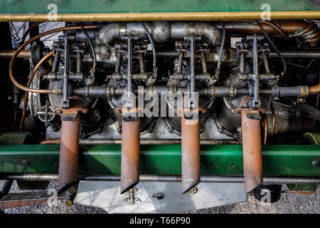 Détail du moteur sur le monarque 1913 V8 spécial, S.F. Trophée Rdge arrivant à la 77e réunion des membres GRRC Goodwood, Sussex, UK. Banque D'Images