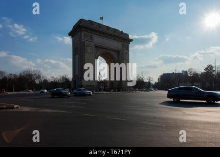 L'Arcul de Triumf ou Arc de Triomphe, Bucarest, Roumanie Banque D'Images