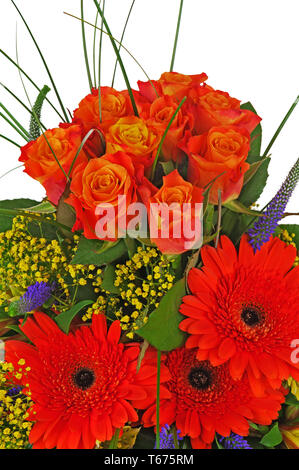 Bouquet de roses colorées et gerbera est Banque D'Images
