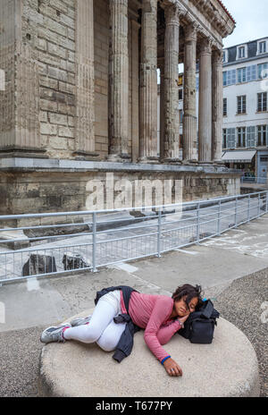 Dormir à côté d'adolescents Augusto et Livia temple, Vienne France Banque D'Images