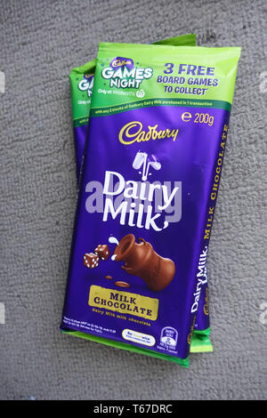 Close up de Cadbury Dairy Milk Chocolate Banque D'Images