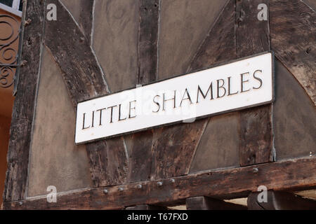 York, Little Shambles road sign Banque D'Images