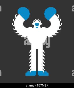 Yeti pixel art. Bigfoot pixelated. abominable homme des vieux jeux graphiques. Big Foot 8 bits Illustration de Vecteur