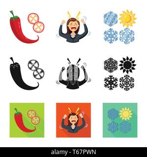 ,Poivre,stress,flocon de choc,piment,tomber,sex,femme,rouge,glace,hiver,désespéré,feu,face,épices,neige,neige,la peur,la panique,flamme,congelées, brûlures d,anxiété,sun,psychologie,biologique,repas,chaleur,émotionnel,brûler,medical,la douleur,la maladie,dermatologie,healthcare,set,icône,,illustration,collection,isolé,design,graphisme,élément vecteur vecteurs,signer , Illustration de Vecteur