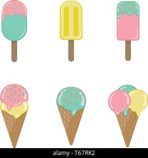 Collection de 6 glace vector illustrations isolé sur fond blanc. Illustration de Vecteur