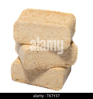 Briquettes en bois sur fond blanc Banque D'Images