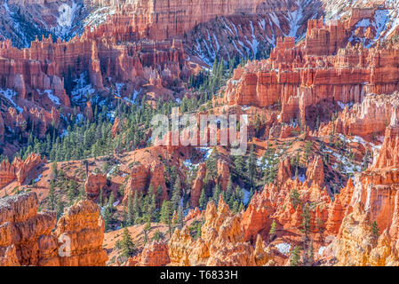 Les formations rocheuses en vue de l'Amphithéâtre de Bryce Sunset Point. Bryce Canyon National Park, Utah, USA. Banque D'Images