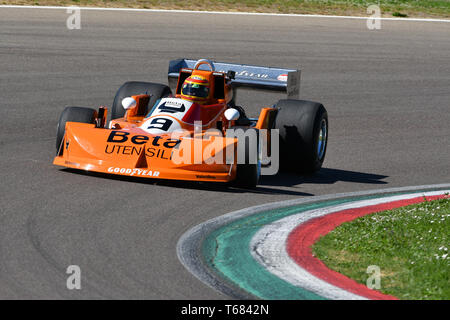 Imola, 27 avril 2019 Historique : F1 March-Cosworth 751 ex 1976 Peterson - Brambilla conduit par inconnu en action au cours de Minardi jour Historique 2019 Banque D'Images