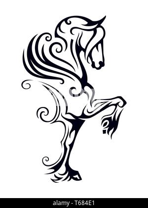 Pégase cheval ailé. Image Vecteur de Pegasus dans un style Tribal. Illustration de Vecteur