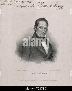 John Tyler (1790-1862), 10e président des États-Unis, la tête et épaules Portrait, lithographie de John T. Bowen à un tableau de R. Lorton, 1840 Banque D'Images