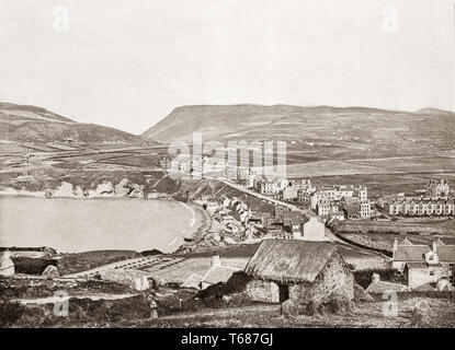 Une vue du 19ème siècle d'une chaumière et d'agriculture traditionnelle à l'extérieur de Port Erin, est un village dans le sud-ouest de l'île de Man, qui sont une dépendance de la Couronne britannique dans la mer d'Irlande entre la Grande-Bretagne et l'Irlande. Banque D'Images