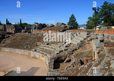 L'Amphithéâtre de Mérida (Amphithéâtre de Merida) est un amphithéâtre romain situé dans la colonie romaine de Emerita Augusta, l'actuelle Mérida, Banque D'Images