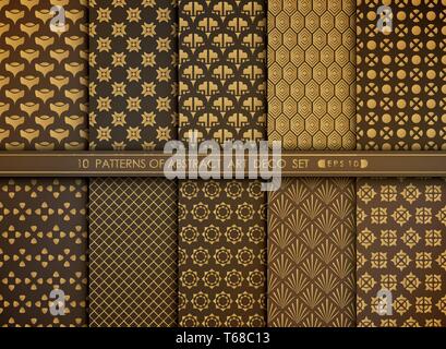 Abstract floral antique de style art déco d'or jeu de motifs. Vous pouvez utiliser de masque d'art décoration, ad, luxury style vector illustration. Illustration de Vecteur