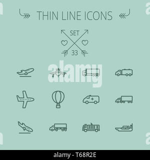 Fine ligne de transport icon set Banque D'Images