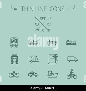 Fine ligne de transport icon set Banque D'Images