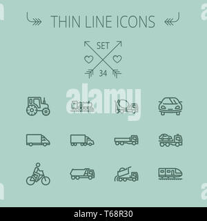 Fine ligne de transport icon set Banque D'Images