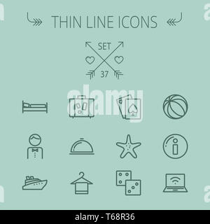 Billet fine ligne icon set Banque D'Images