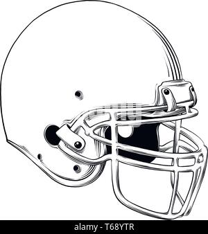 Dessin vectoriel de casque de football américain en couleur noir, isolé sur fond blanc. Illustration graphique, dessin à la main. Dimensions des affiches Illustration de Vecteur