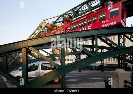 La suspension de Wuppertal à Werther Bruecke, Wuppertal, Rhénanie du Nord-Westphalie, Allemagne Banque D'Images