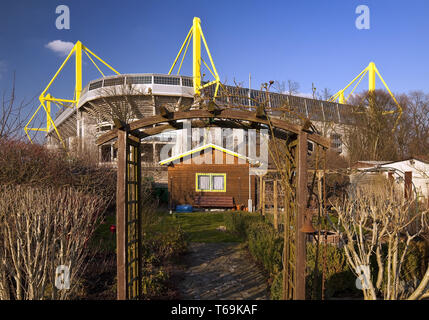 Spécial jardin en face de stade de football Signal Iduna Park de BVB, Dortmund, Allemagne Banque D'Images