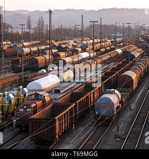 Formation train yard Vorhalle, Hagen, Ruhr, Allemagne, Rhénanie-du-Nord Banque D'Images