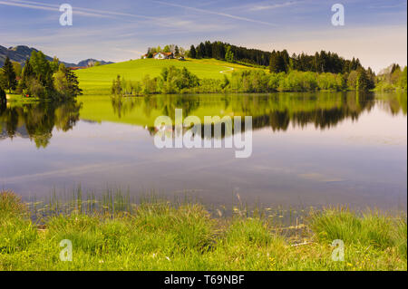 Lac d'Isar en Bavière avec mise en miroir des alpes Banque D'Images