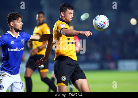 Newport, Royaume-Uni. Apr 30, 2019. Padraig Amond du comté de Newport au cours de l'EFL Sky Bet match de Ligue 2 entre le comté de Newport et à Oldham Athletic Rodney Parade, Newport, Pays de Galles le 30 avril 2019. Photo par Dave Peters. Usage éditorial uniquement, licence requise pour un usage commercial. Aucune utilisation de pari, de jeux ou d'un seul club/ligue/dvd publications. Credit : UK Sports Photos Ltd/Alamy Live News Banque D'Images