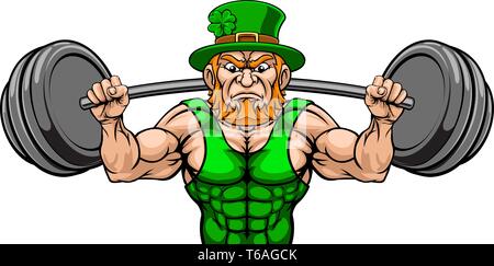 Mascotte lutin grand levage haltérophile Barbell Illustration de Vecteur