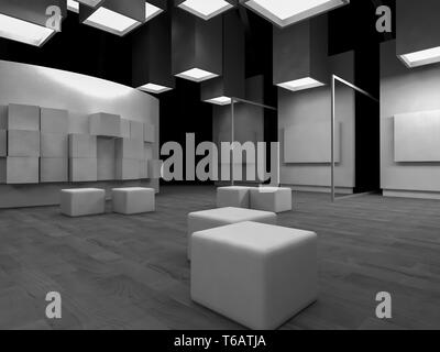 Galerie d'art avec images vierges, bâtiment moderne, l'architecture conceptuelle Banque D'Images