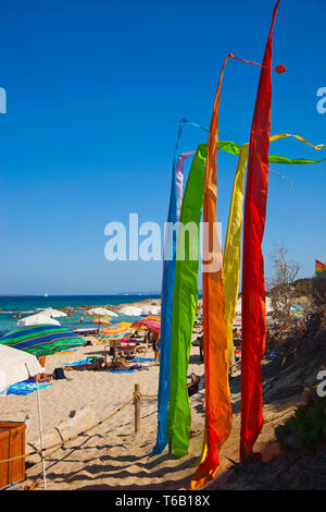 Chiringay Restaurant. Es Cavallet Beach. Ibiza. Îles Baléares. L'Espagne. Banque D'Images